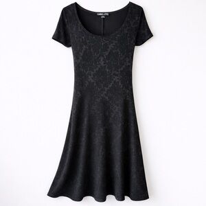 Vintage 90s Carole Little Black Fit & Flare Midi Dress Size 4 Minimalist Classic